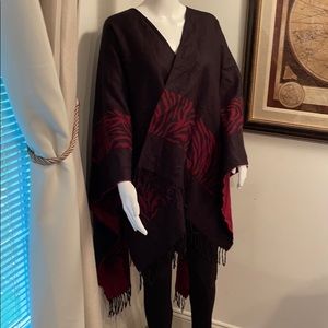 FIORI DI FIRENZE  SHAWL WRAP ONE SIZE BLACK RED